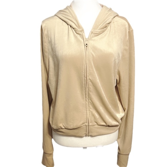 NWOT Aerie Offline Bright Lights Velour Hooded Full Zip Sweatshirt Cropped XL - Picture 1 of 7
